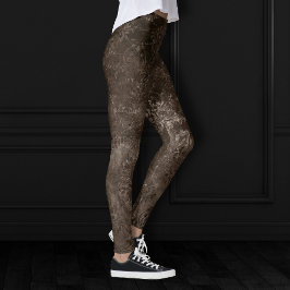 Velvety Bronze Damask | Brown Baroque Grunge Leggings