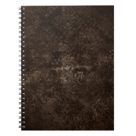 Velvety Bronze Damask | Brown Baroque Grunge Notizblock (Vorderseite)