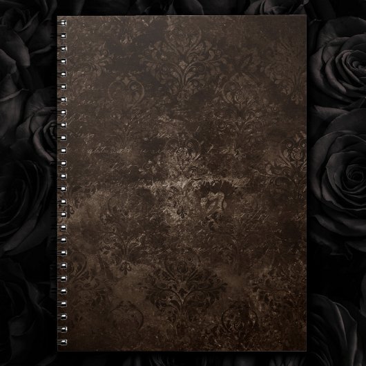 Velvety Bronze Damask | Brown Baroque Grunge Notizblock