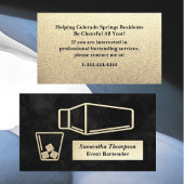 Velvety Gold Glitzer Barkeeper Event Business Card Visitenkarte