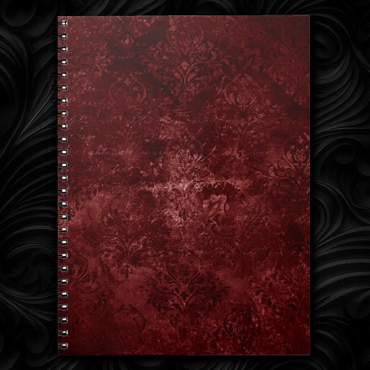Velvety Henna Damask | Crimson Red Grunge Baroque Notizblock