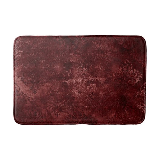 Velvety Henna Damask | Red Distressed Grunge Badematte (Vorderseite)