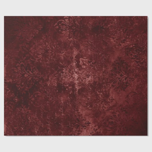 Velvety Henna Damask | Red Distressed Grunge Geschenkpapier (Flach)
