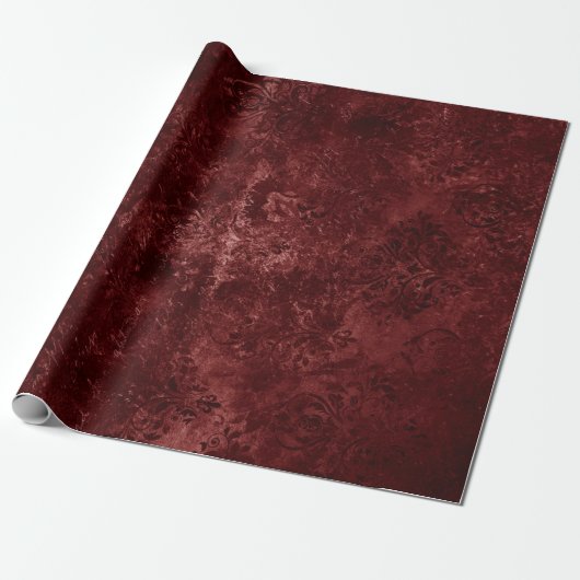 Velvety Henna Damask | Red Distressed Grunge Geschenkpapier (Ungerollt)