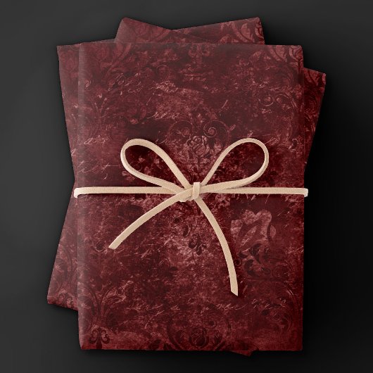 Velvety Henna Damask | Red Distressed Grunge Geschenkpapier Set