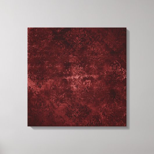 Velvety Henna Damask | Red Distressed Grunge Leinwanddruck (Vorderseite)