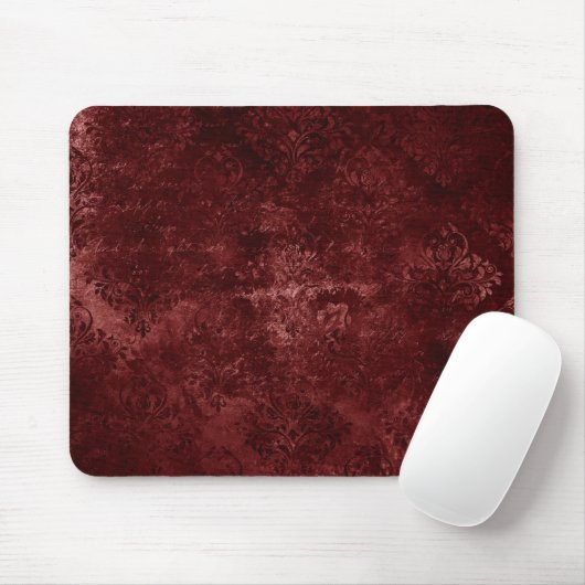 Velvety Henna Damask | Red Distressed Grunge Mousepad (Mit Mouse)