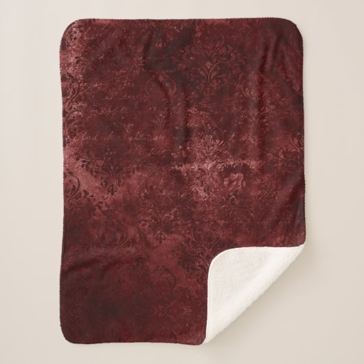 Velvety Henna Damask | Red Distressed Grunge Sherpadecke (Vorderseite)