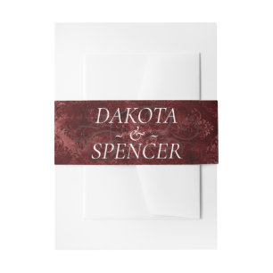 Velvety Henna Damask Wird Crimson Red Grunge Baroq Einladungsbanderole