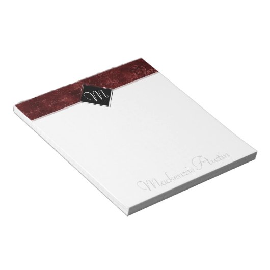 Velvety Henna Damask Wird Crimson Red Grunge Baroq Notizblock (angewinkelt)