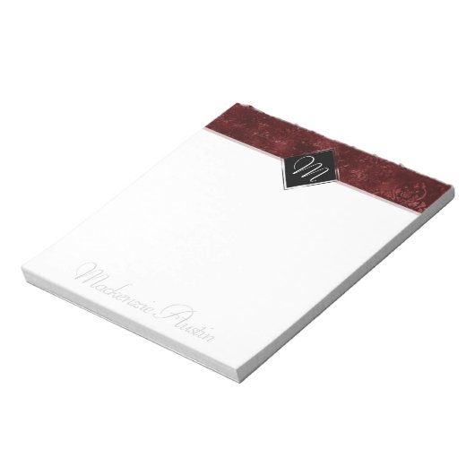 Velvety Henna Damask Wird Crimson Red Grunge Baroq Notizblock (Rotiert)