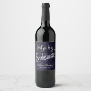 Velvety Indigo Damask   Mitternacht Grunge Bridal  Weinetikett