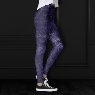 Velvety Midnight Damask Indigo Lila Grunge Leggings
