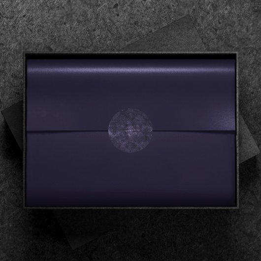 Velvety Midnight Damask | Indigo Lila Grunge Runder Aufkleber