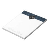 Velvety Navy Damask | Dark Blue Baroque Custom Notizblock (Rotiert)
