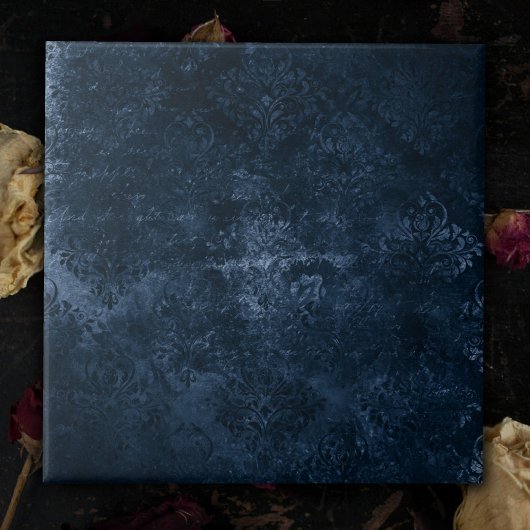 Velvety Navy Damask | Dark Blue Grunge Barock Fliese