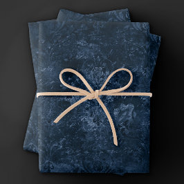 Velvety Navy Damask | Dark Blue Grunge Barock Geschenkpapier Set