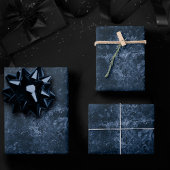 Velvety Navy Damask | Dark Blue Grunge Barock Geschenkpapier Set