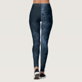 Velvety Navy Damask | Dark Blue Grunge Barock Leggings (Rückseite)