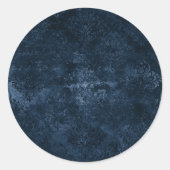 Velvety Navy Damask | Dark Blue Grunge Barock Runder Aufkleber (Vorderseite)