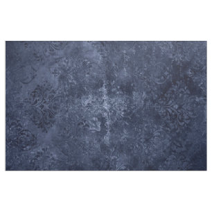Velvety Navy Damask   Dark Blue Grunge Barock Stoff