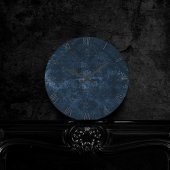 Velvety Navy Damask | Dark Blue Grunge Floral Runde Wanduhr