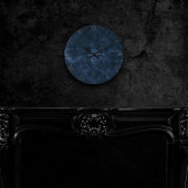 Velvety Navy Damask | Dark Blue Grunge Floral Runde Wanduhr