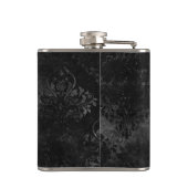 Velvety Onyx Damask | Black Vampy Grunge Baroque Flachmann (Rückseite)