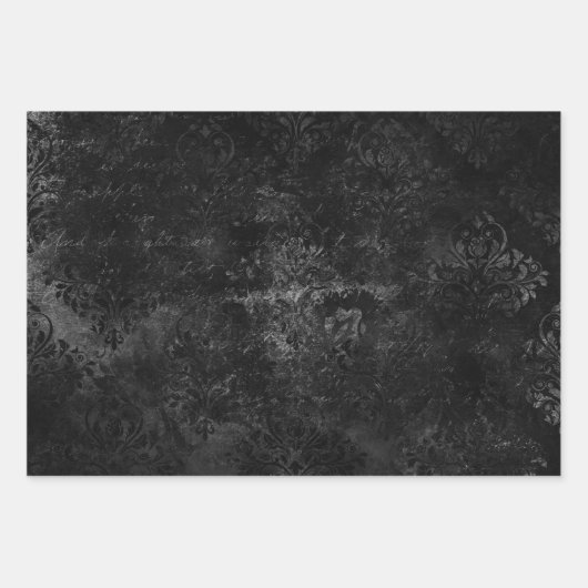 Velvety Onyx Damask | Black Vampy Grunge Baroque Geschenkpapier Set (Vorderseite)