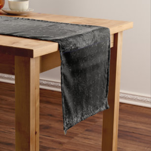 Velvety Onyx Damask Black Vampy Grunge Baroque Kurzer Tischläufer