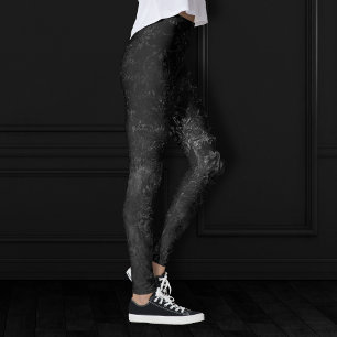Velvety Onyx Damask Black Vampy Grunge Baroque Leggings