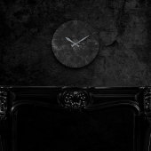 Velvety Onyx Damask | Black Vampy Grunge Baroque Runde Wanduhr