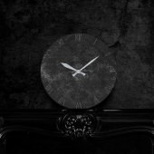 Velvety Onyx Damask | Black Vampy Grunge Baroque Runde Wanduhr