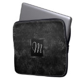 Velvety Onyx Damask | Black Vampy Grunge Custom Laptopschutzhülle (Vorderseite Links)