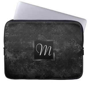 Velvety Onyx Damask   Black Vampy Grunge Custom Laptopschutzhülle