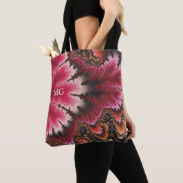 Velvety Rosy Floral Look Fraktal Abstrakt Monogram Tasche