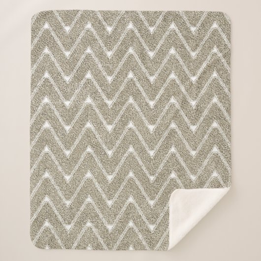 Velvety Sand Brown Zickzack Muster Sherpadecke (Vorderseite)