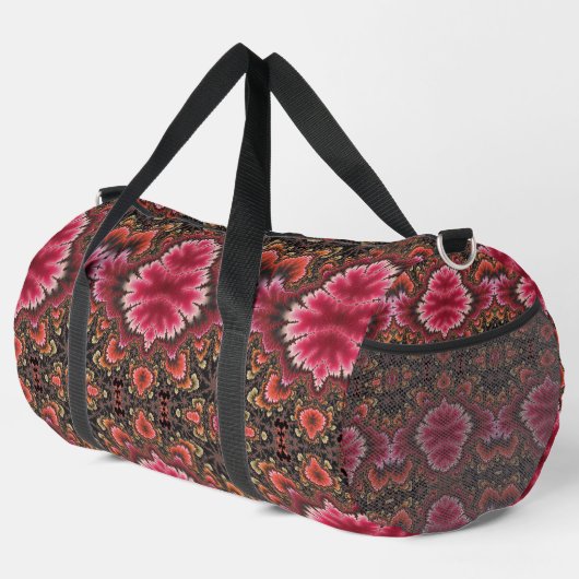 Velvety Soft Pink Floral Look Fractal Abstract Duffle Bag (Rechte Ecke)