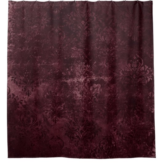 Velvety Wine Damask | Bordeaux Sangria Glam Duschvorhang (Vorderseite)