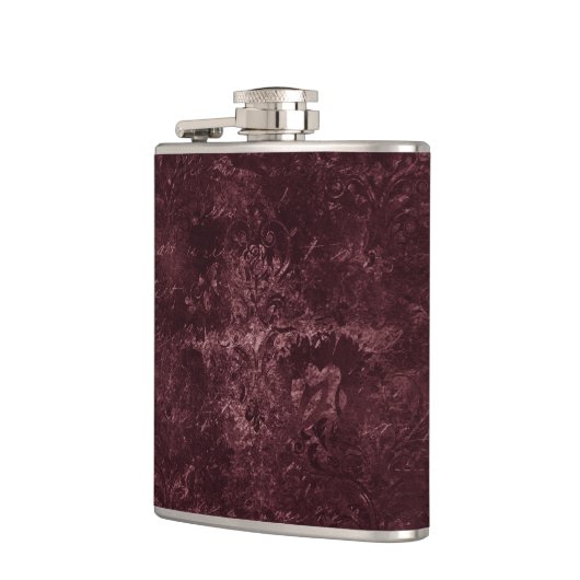 Velvety Wine Damask | Bordeaux Sangria Glam Flachmann (Links)