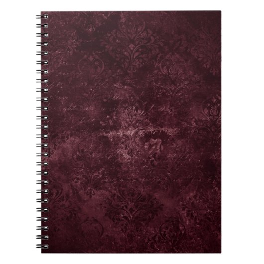 Velvety Wine Damask | Bordeaux Sangria Glam Notizblock (Vorderseite)