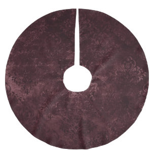 Velvety Wine Damask   Bordeaux Sangria Glam Polyester Weihnachtsbaumdecke
