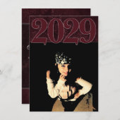 Velvety Wine Damask | Maroon Grunge Baroque Foto Einladung (Vorne/Hinten)