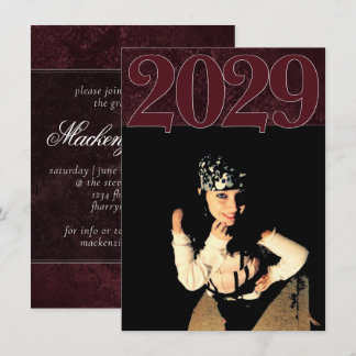 Velvety Wine Damask | Maroon Grunge Baroque Foto Einladung