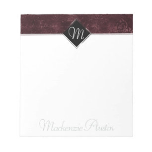 Velvety Wine Damask Maroon Merlot Grunge Baroque Notizblock
