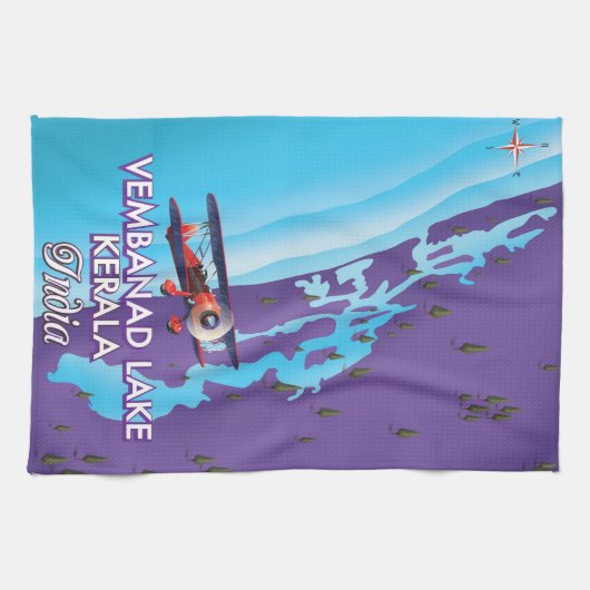 Vembanad Lake, Indien Reiseplakat Geschirrtuch (Horizontal)