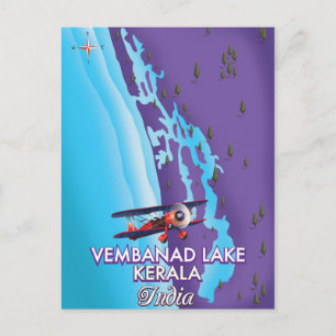 Vembanad Lake, Indien Reiseplakat Postkarte