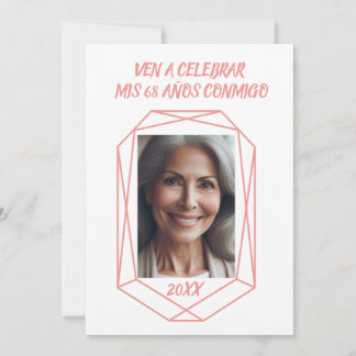 Ven A Celebrar mis 68 Años Fiesta de Cumpleaños Einladung