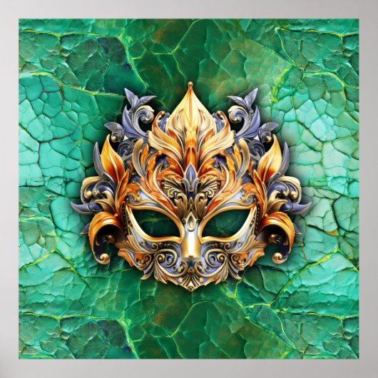 Venatische Maske auf hellgrün verkörpert Poster (Vorne)