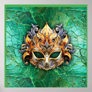Venatische Maske auf hellgrün verkörpert Poster